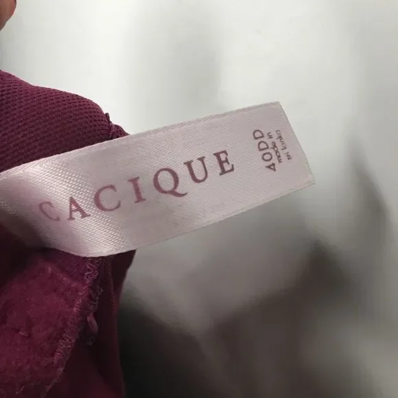 CaciqueWomen's Maroon/Burgundy Embroidered Lace Lined Padded Bra Size 40DD - Picture 2 of 12